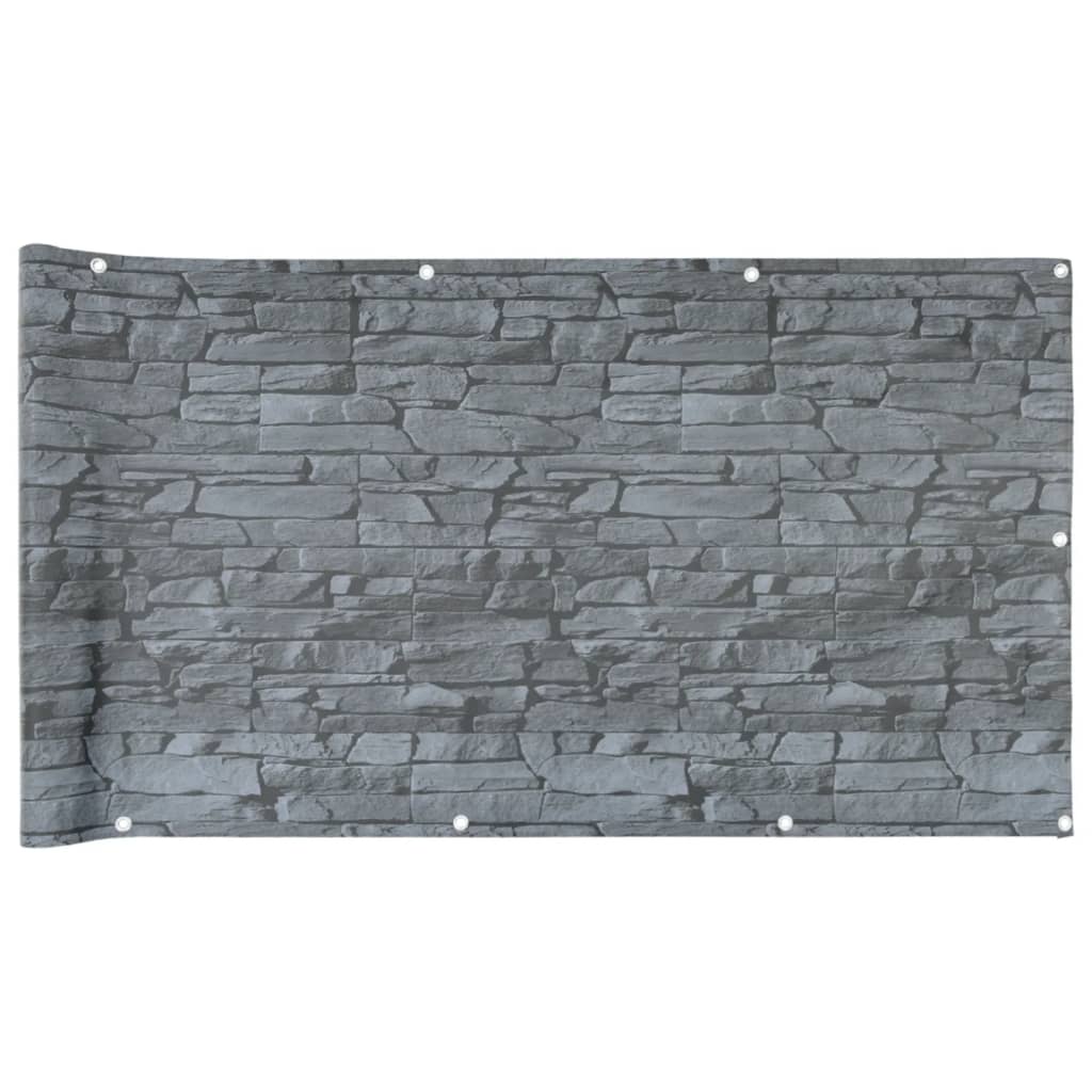 Tuinscherm steenpatroon 500x90 cm PVC grijs
