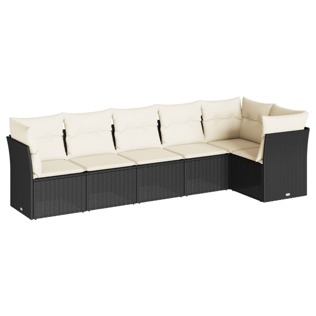 6-delige Loungeset met kussens poly rattan zwart Tuinsets | Creëer jouw Trendy Thuis | Gratis bezorgd & Retour | Trendy.nl