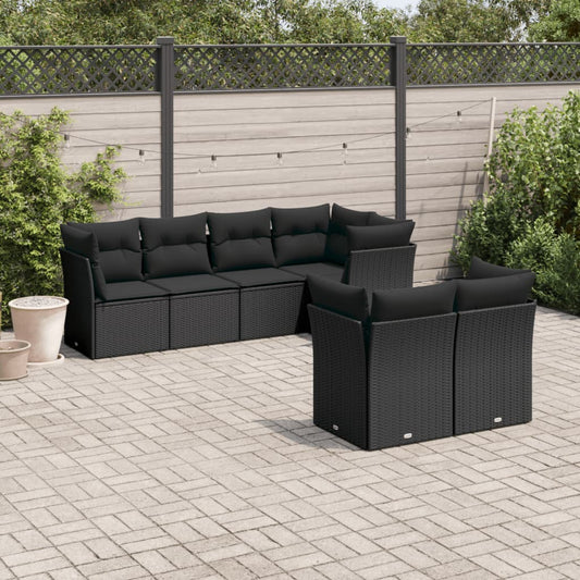 7-delige Loungeset met kussens poly rattan zwart Tuinsets | Creëer jouw Trendy Thuis | Gratis bezorgd & Retour | Trendy.nl