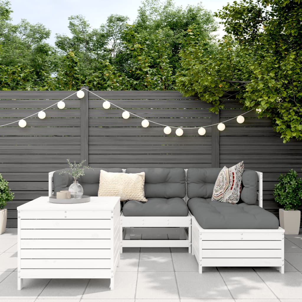 5-delige Loungeset massief grenenhout wit Tuinsets | Creëer jouw Trendy Thuis | Gratis bezorgd & Retour | Trendy.nl