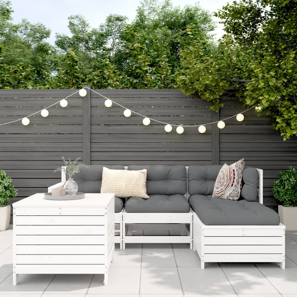 5-delige Loungeset massief grenenhout wit Tuinsets | Creëer jouw Trendy Thuis | Gratis bezorgd & Retour | Trendy.nl