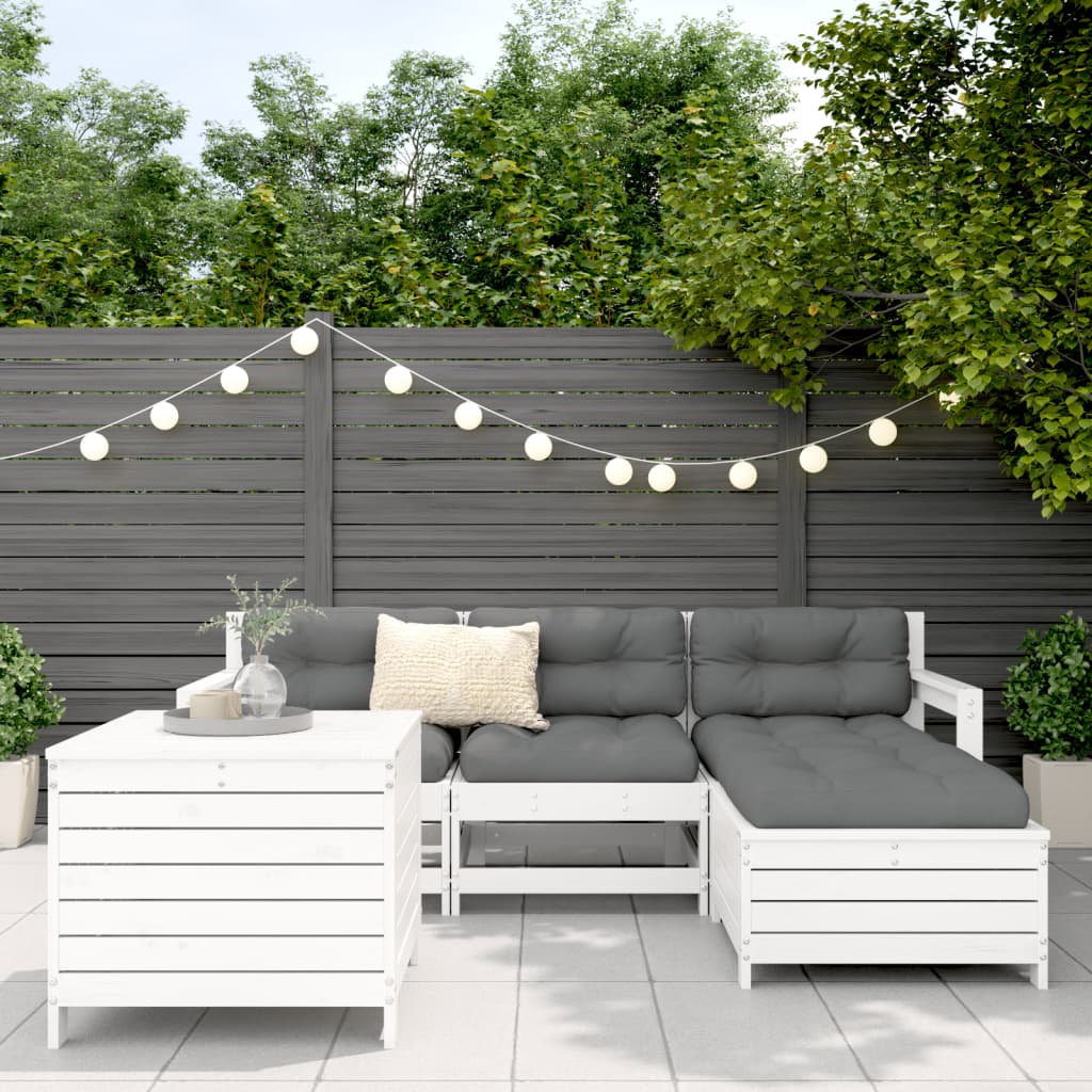 5-delige Loungeset massief grenenhout wit Tuinsets | Creëer jouw Trendy Thuis | Gratis bezorgd & Retour | Trendy.nl