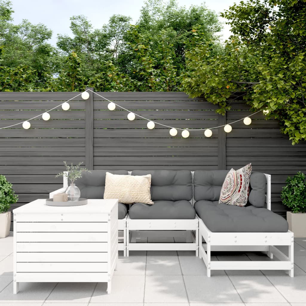 5-delige Loungeset massief grenenhout wit Tuinsets | Creëer jouw Trendy Thuis | Gratis bezorgd & Retour | Trendy.nl