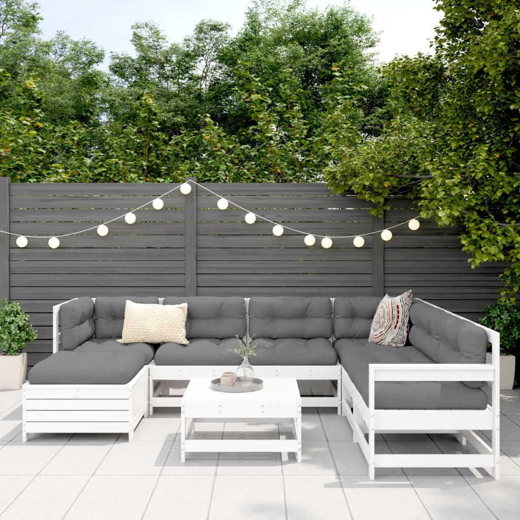 8-delige Loungeset massief grenenhout wit Tuinsets | Creëer jouw Trendy Thuis | Gratis bezorgd & Retour | Trendy.nl