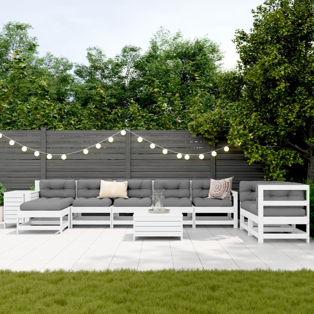 10-delige Loungeset massief grenenhout wit Tuinsets | Creëer jouw Trendy Thuis | Gratis bezorgd & Retour | Trendy.nl