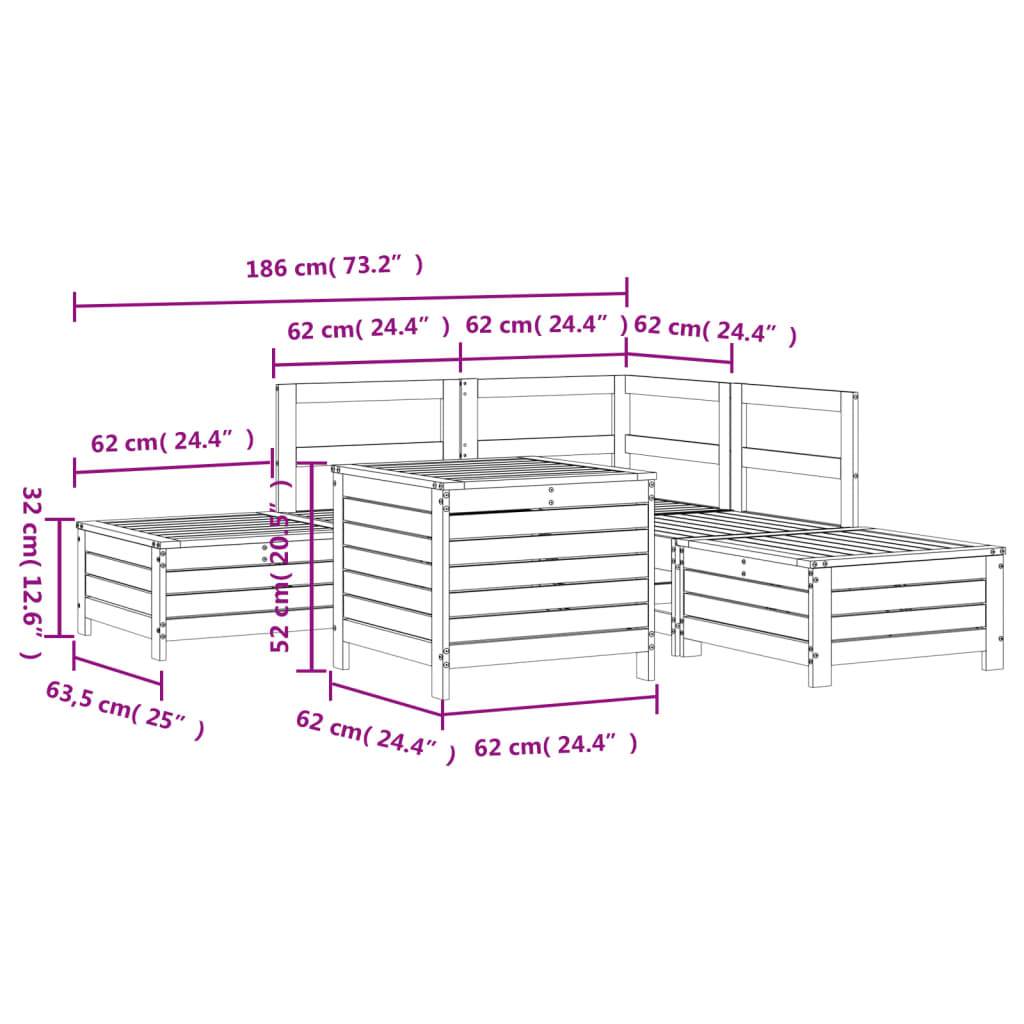 6-delige Loungeset massief douglas vurenhout Tuinsets | Creëer jouw Trendy Thuis | Gratis bezorgd & Retour | Trendy.nl