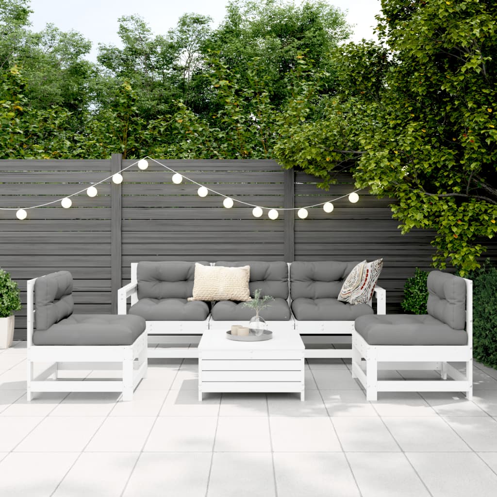 6-delige Loungeset massief grenenhout wit Tuinsets | Creëer jouw Trendy Thuis | Gratis bezorgd & Retour | Trendy.nl