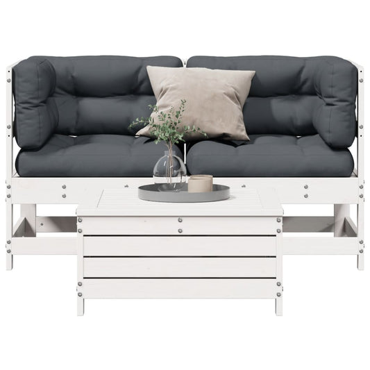 3-delige Loungeset met kussens massief grenenhout wit Tuinsets | Creëer jouw Trendy Thuis | Gratis bezorgd & Retour | Trendy.nl