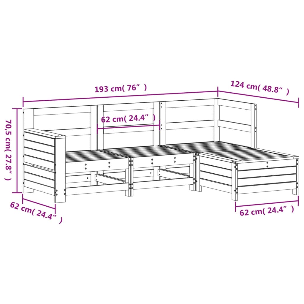 4-delige Loungeset massief douglas vurenhout Tuinsets | Creëer jouw Trendy Thuis | Gratis bezorgd & Retour | Trendy.nl