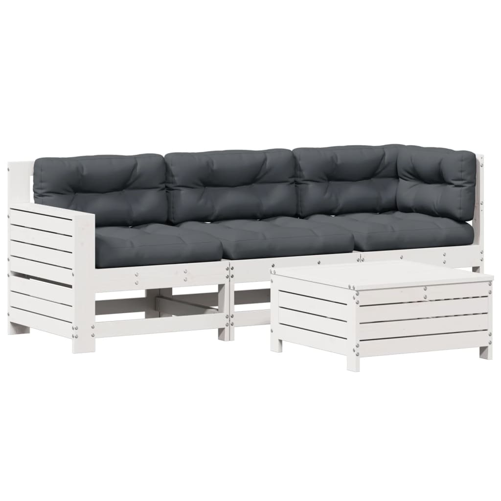 4-delige Loungeset met kussens massief grenenhout Tuinsets | Creëer jouw Trendy Thuis | Gratis bezorgd & Retour | Trendy.nl