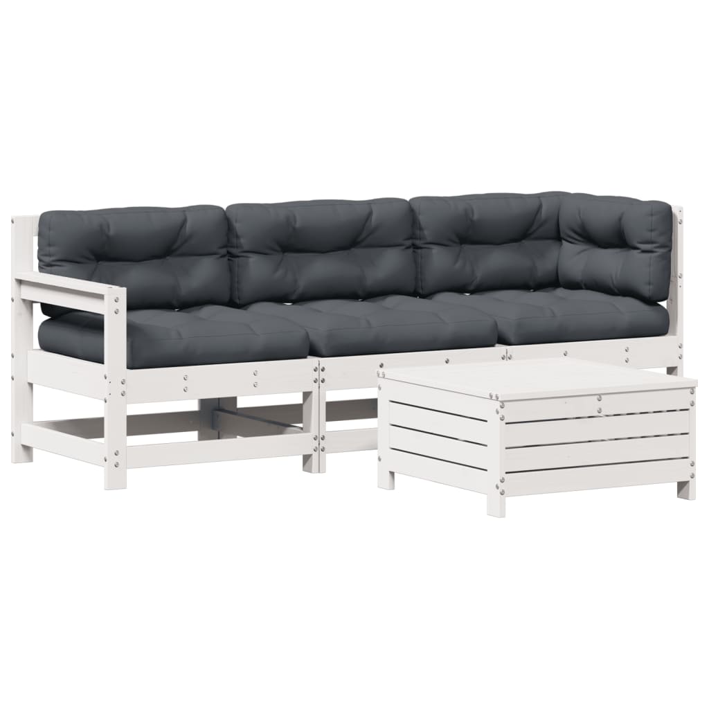 4-delige Loungeset met kussens massief grenenhout Tuinsets | Creëer jouw Trendy Thuis | Gratis bezorgd & Retour | Trendy.nl