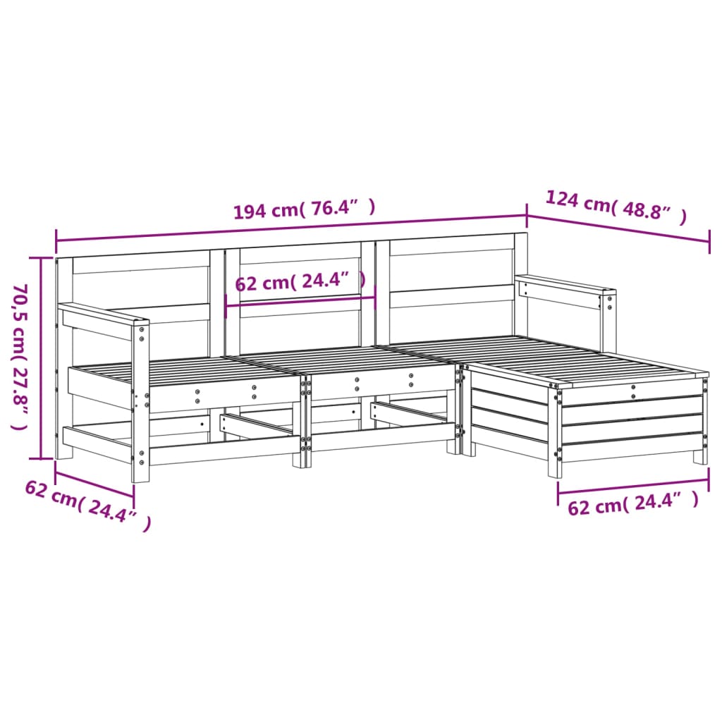 4-delige Loungeset massief douglas vurenhout Tuinsets | Creëer jouw Trendy Thuis | Gratis bezorgd & Retour | Trendy.nl