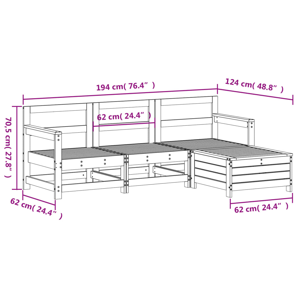 4-delige Loungeset geïmpregneerd grenenhout Tuinsets | Creëer jouw Trendy Thuis | Gratis bezorgd & Retour | Trendy.nl