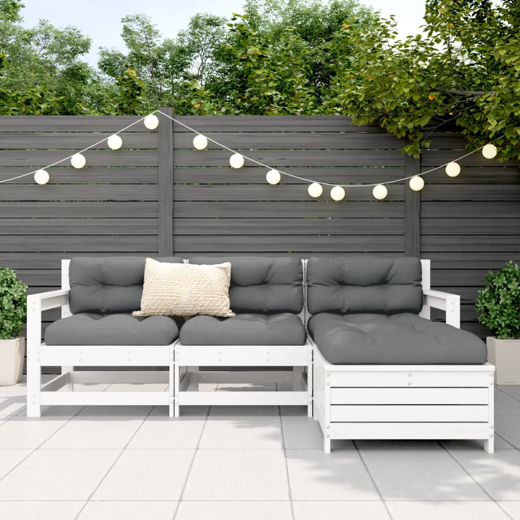 4-delige Loungeset massief grenenhout wit Tuinsets | Creëer jouw Trendy Thuis | Gratis bezorgd & Retour | Trendy.nl