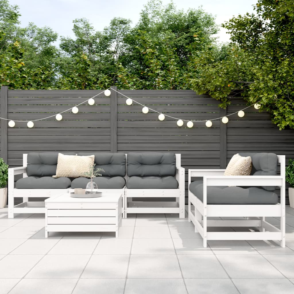 6-delige Loungeset massief grenenhout wit Tuinsets | Creëer jouw Trendy Thuis | Gratis bezorgd & Retour | Trendy.nl