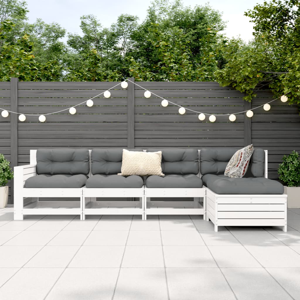 5-delige Loungeset massief grenenhout wit Tuinsets | Creëer jouw Trendy Thuis | Gratis bezorgd & Retour | Trendy.nl