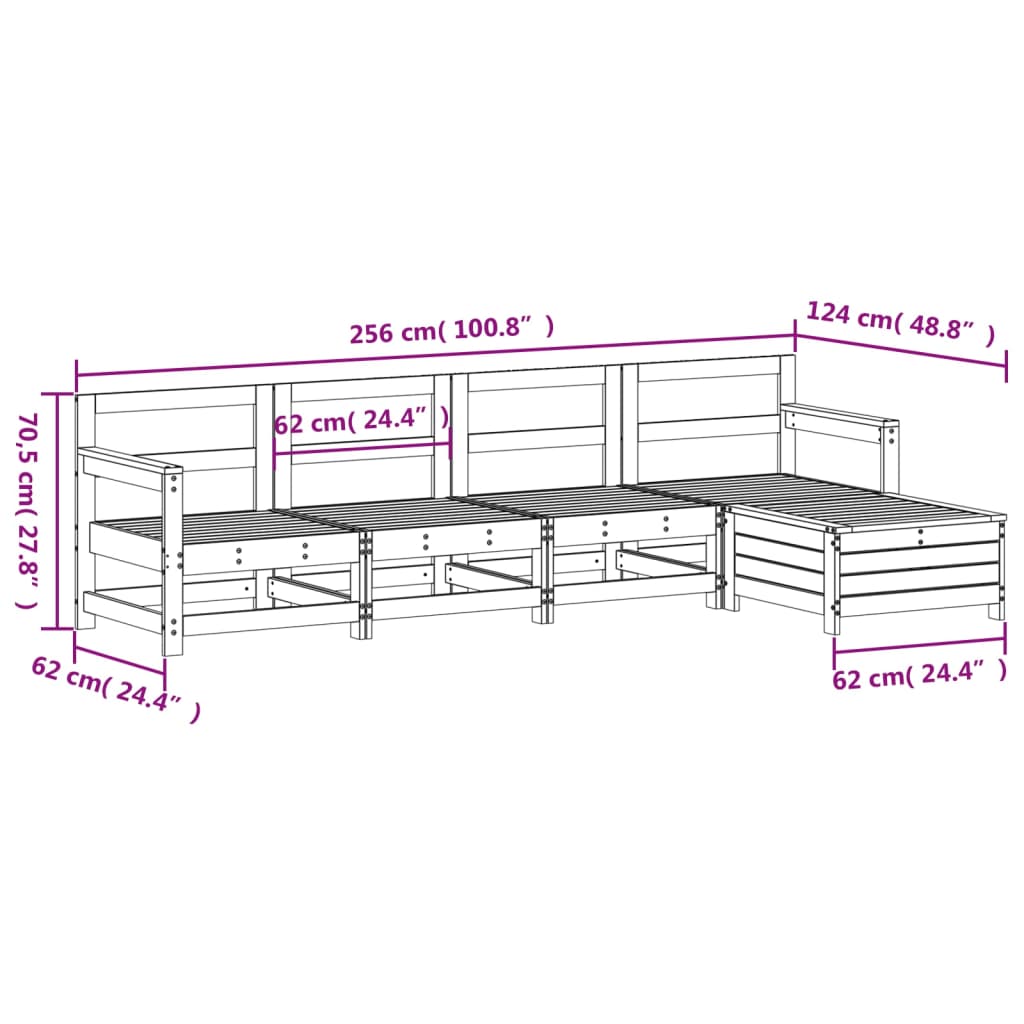 5-delige Loungeset massief douglas vurenhout Tuinsets | Creëer jouw Trendy Thuis | Gratis bezorgd & Retour | Trendy.nl