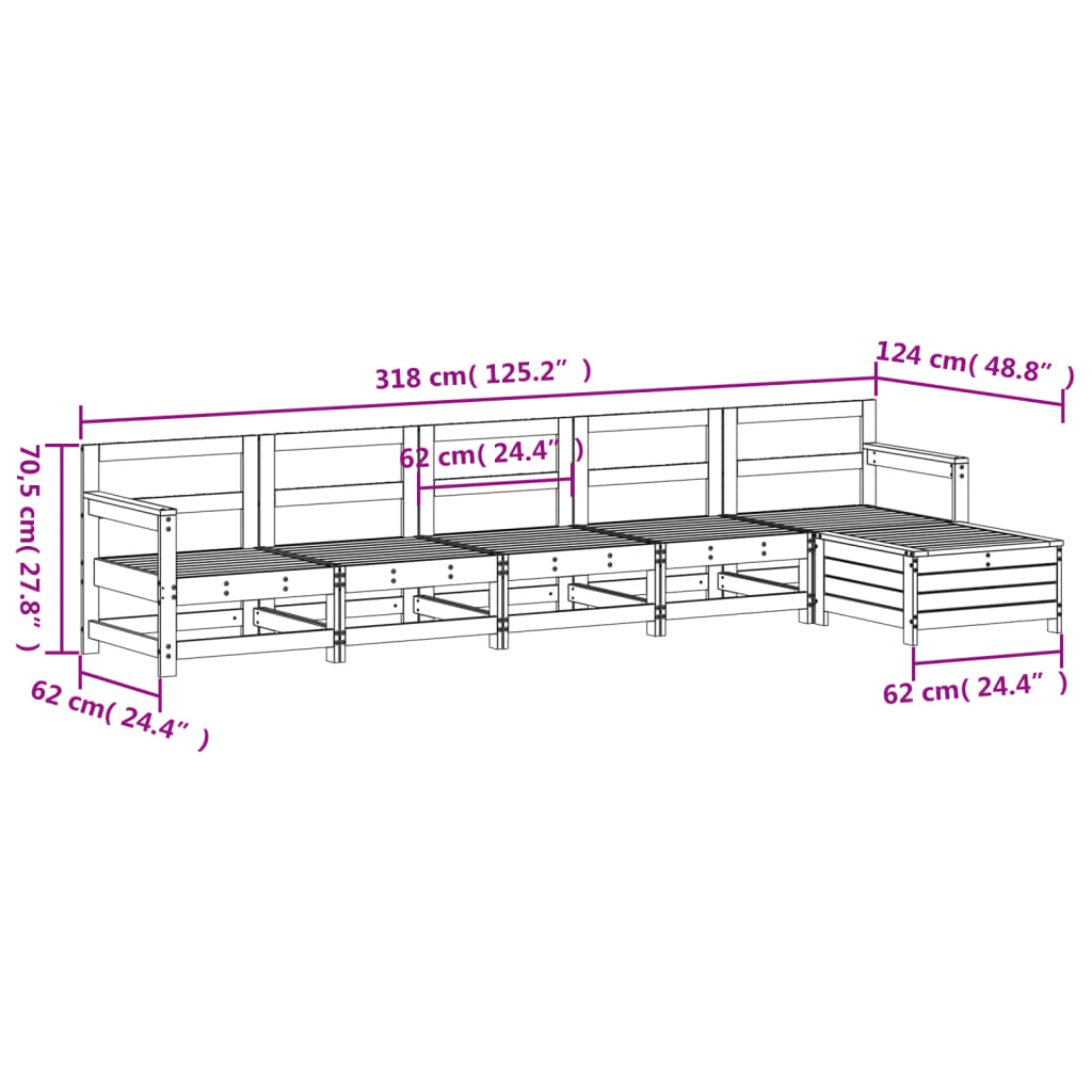 6-delige Loungeset massief douglas vurenhout Tuinsets | Creëer jouw Trendy Thuis | Gratis bezorgd & Retour | Trendy.nl