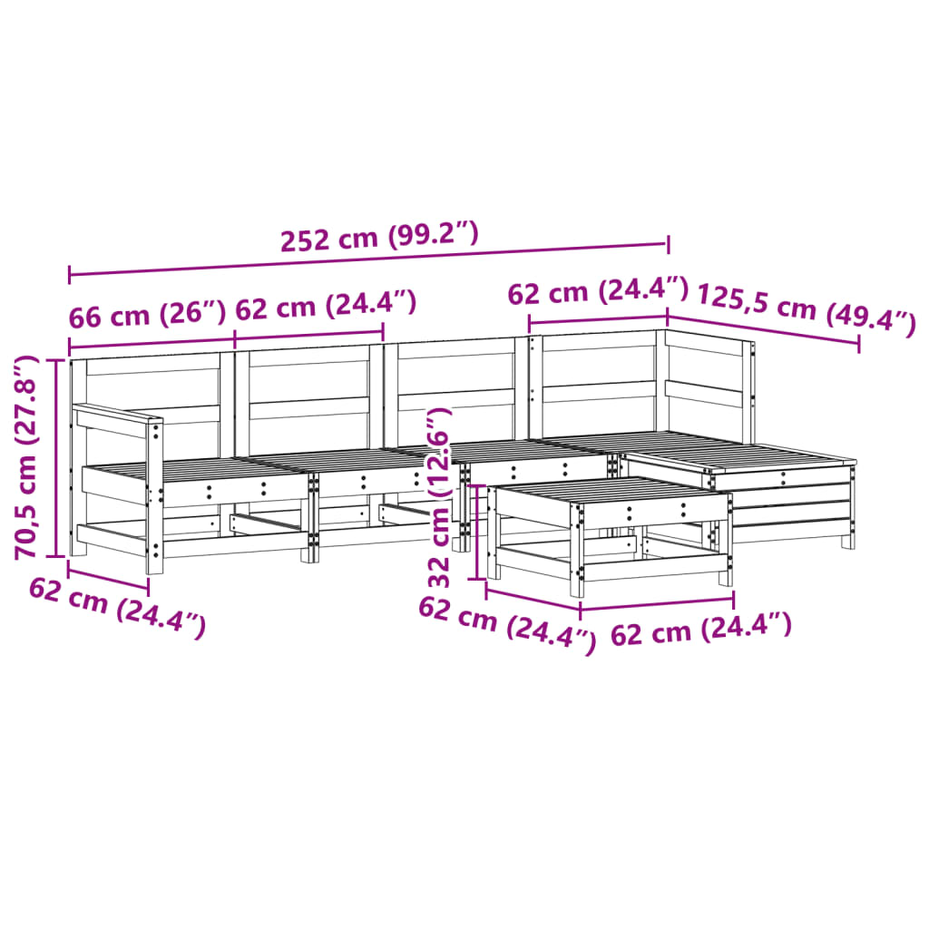 6-delige Loungeset geïmpregneerd grenenhout Tuinsets | Creëer jouw Trendy Thuis | Gratis bezorgd & Retour | Trendy.nl