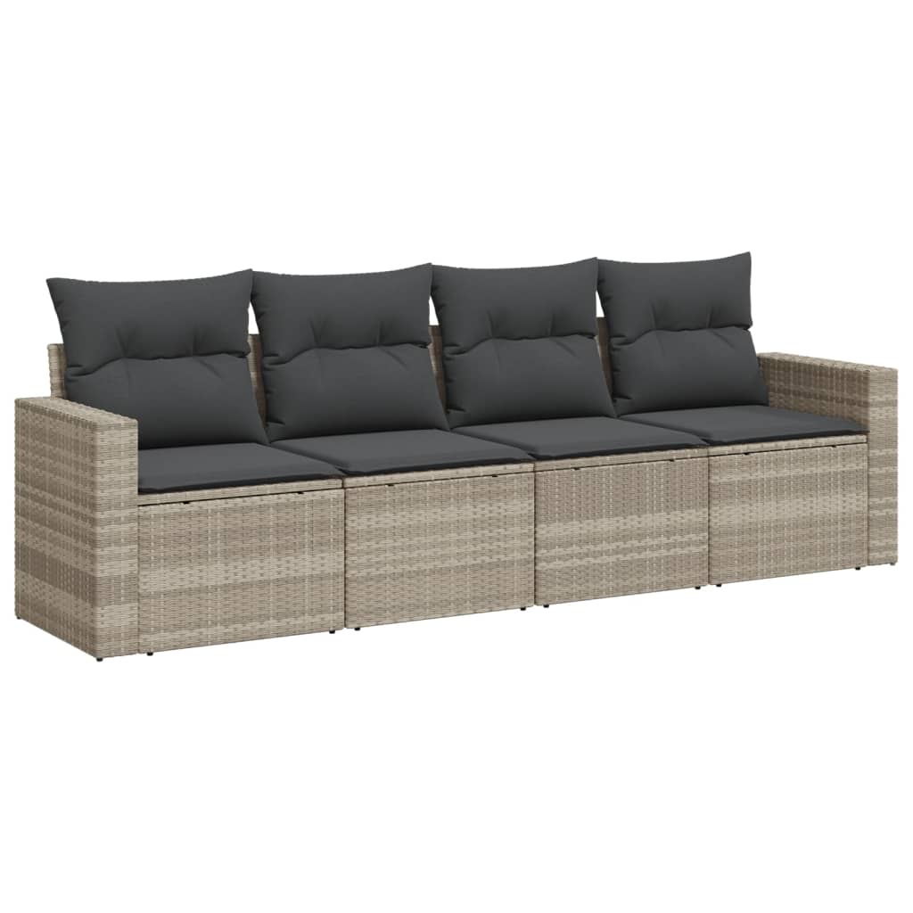 4-delige Loungeset met kussens poly rattan lichtgrijs Modulaire tuinbanken | Creëer jouw Trendy Thuis | Gratis bezorgd & Retour | Trendy.nl