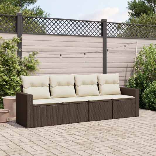 4-delige Loungeset met kussens poly rattan bruin Modulaire tuinbanken | Creëer jouw Trendy Thuis | Gratis bezorgd & Retour | Trendy.nl