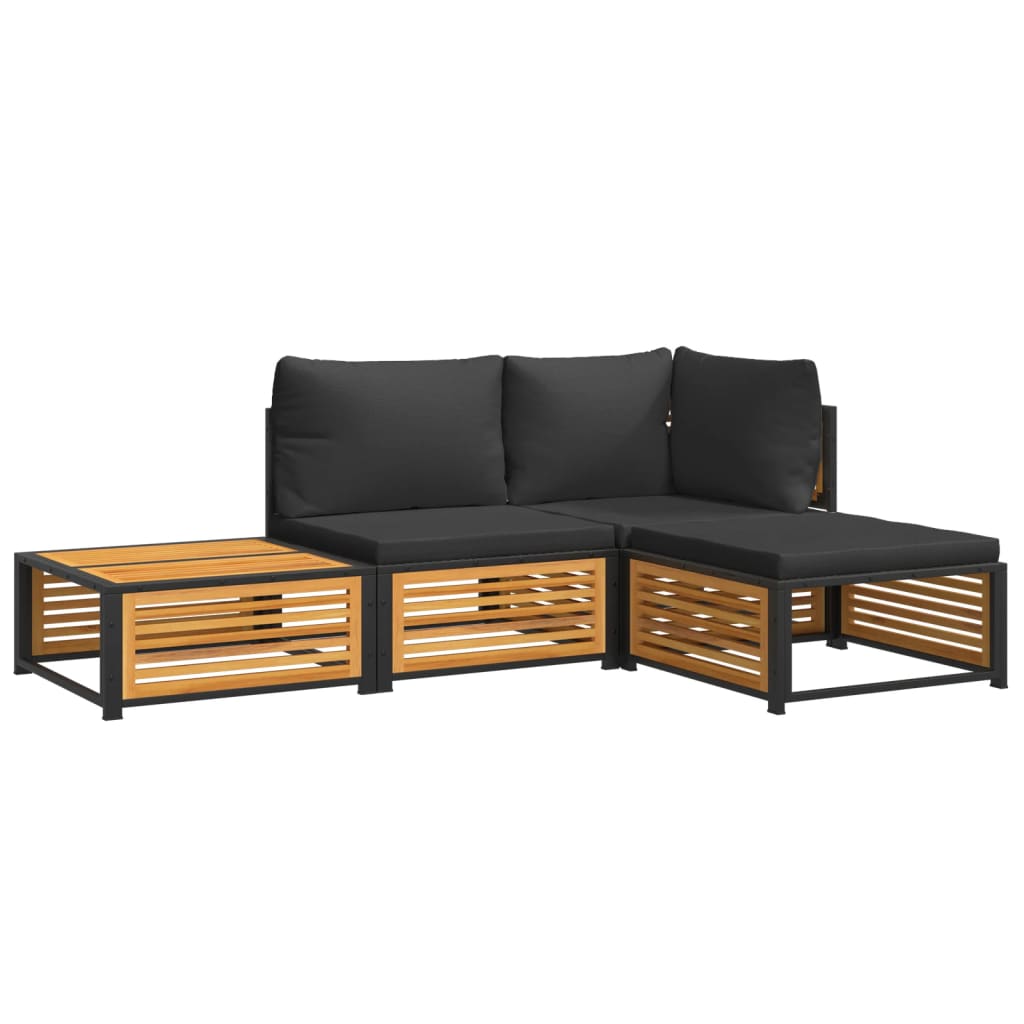 4-delige Loungeset met kussens massief acaciahout Tuinsets | Creëer jouw Trendy Thuis | Gratis bezorgd & Retour | Trendy.nl