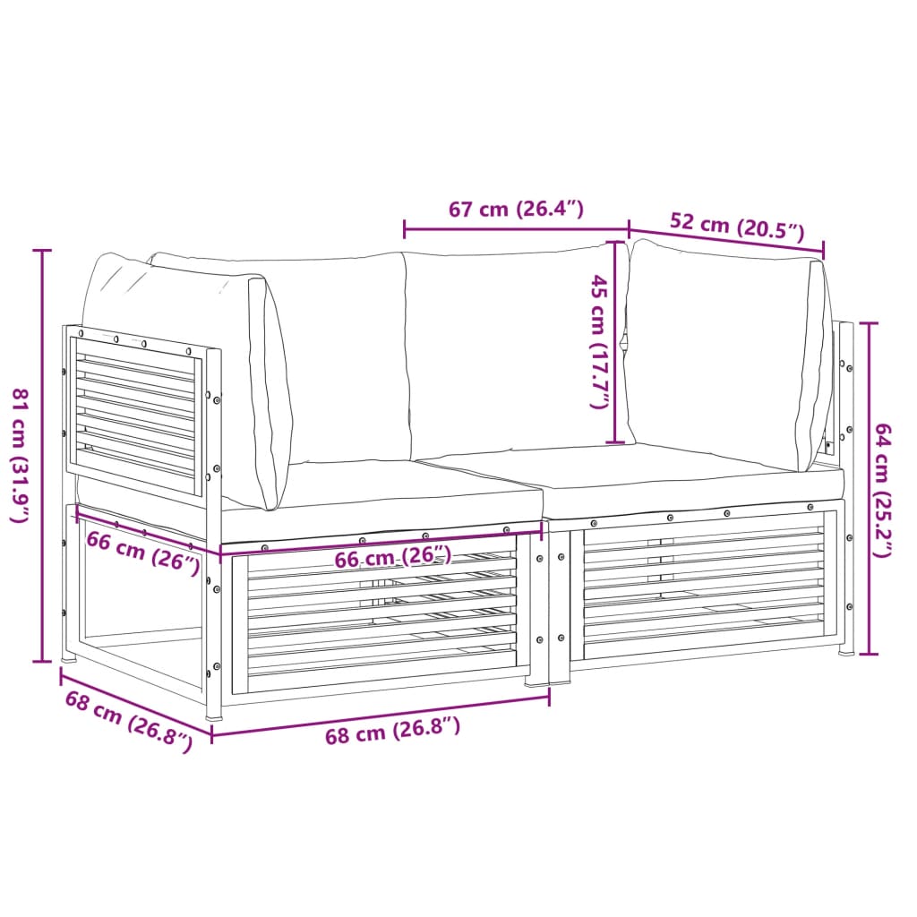 2-delige Loungeset met kussens massief acaciahout Tuinsets | Creëer jouw Trendy Thuis | Gratis bezorgd & Retour | Trendy.nl