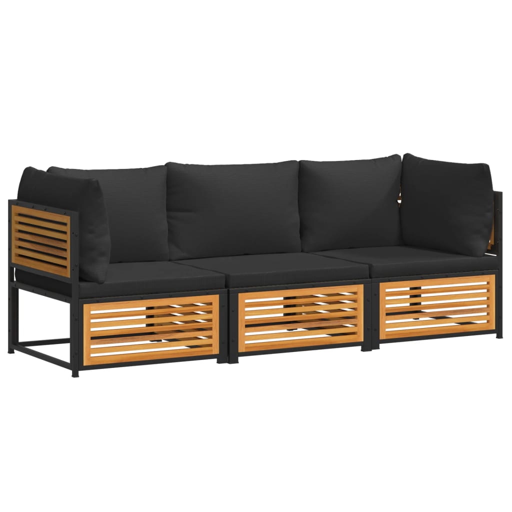 3-delige Loungeset met kussens massief acaciahout Tuinsets | Creëer jouw Trendy Thuis | Gratis bezorgd & Retour | Trendy.nl