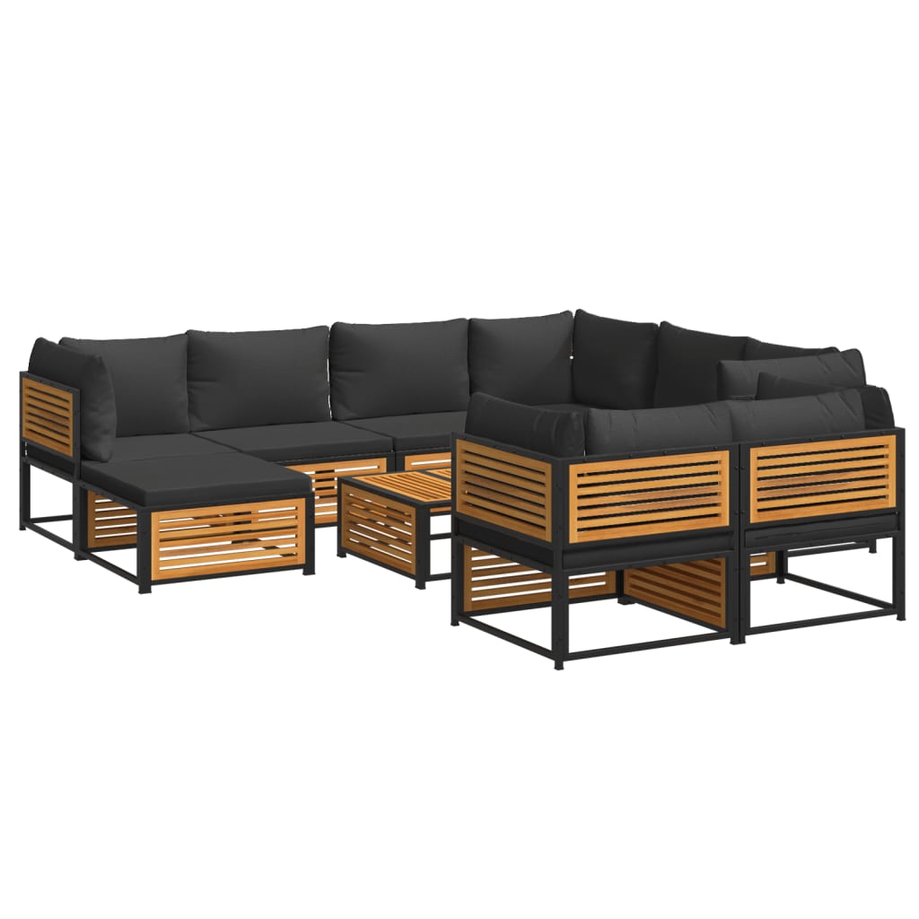 10-delige Loungeset met kussens massief acaciahout Tuinsets | Creëer jouw Trendy Thuis | Gratis bezorgd & Retour | Trendy.nl