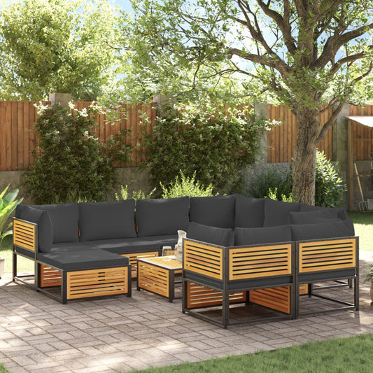 10-delige Loungeset met kussens massief acaciahout Tuinsets | Creëer jouw Trendy Thuis | Gratis bezorgd & Retour | Trendy.nl