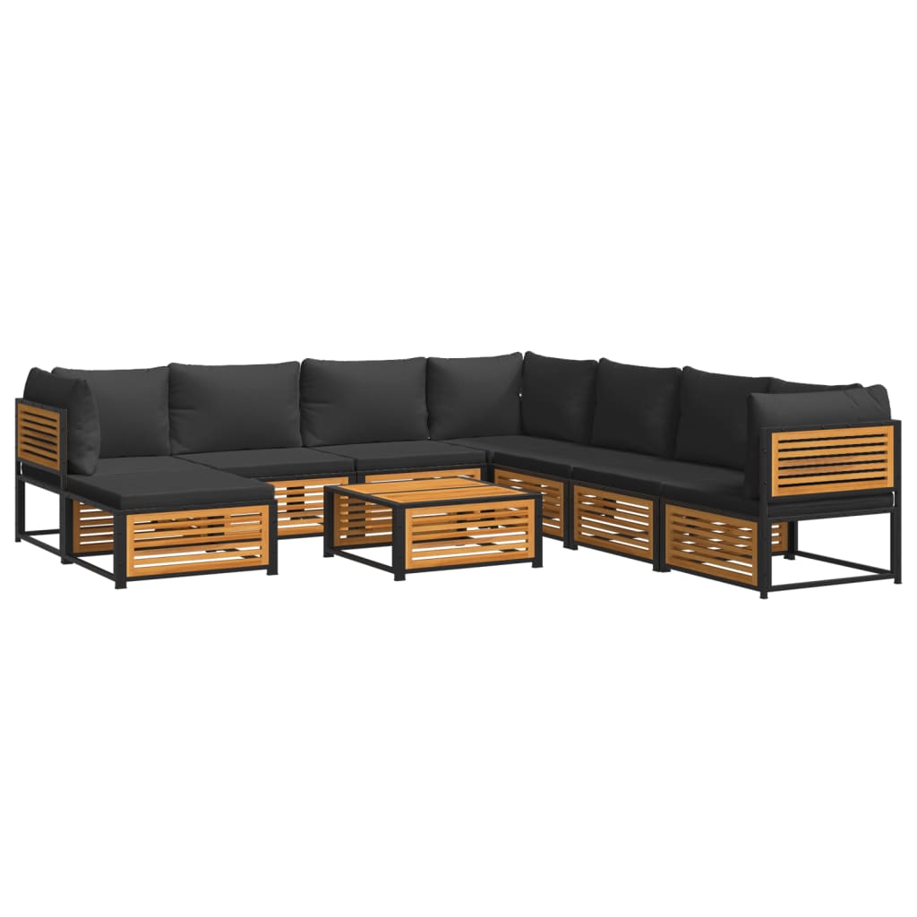 9-delige Loungeset met kussens massief acaciahout Tuinsets | Creëer jouw Trendy Thuis | Gratis bezorgd & Retour | Trendy.nl