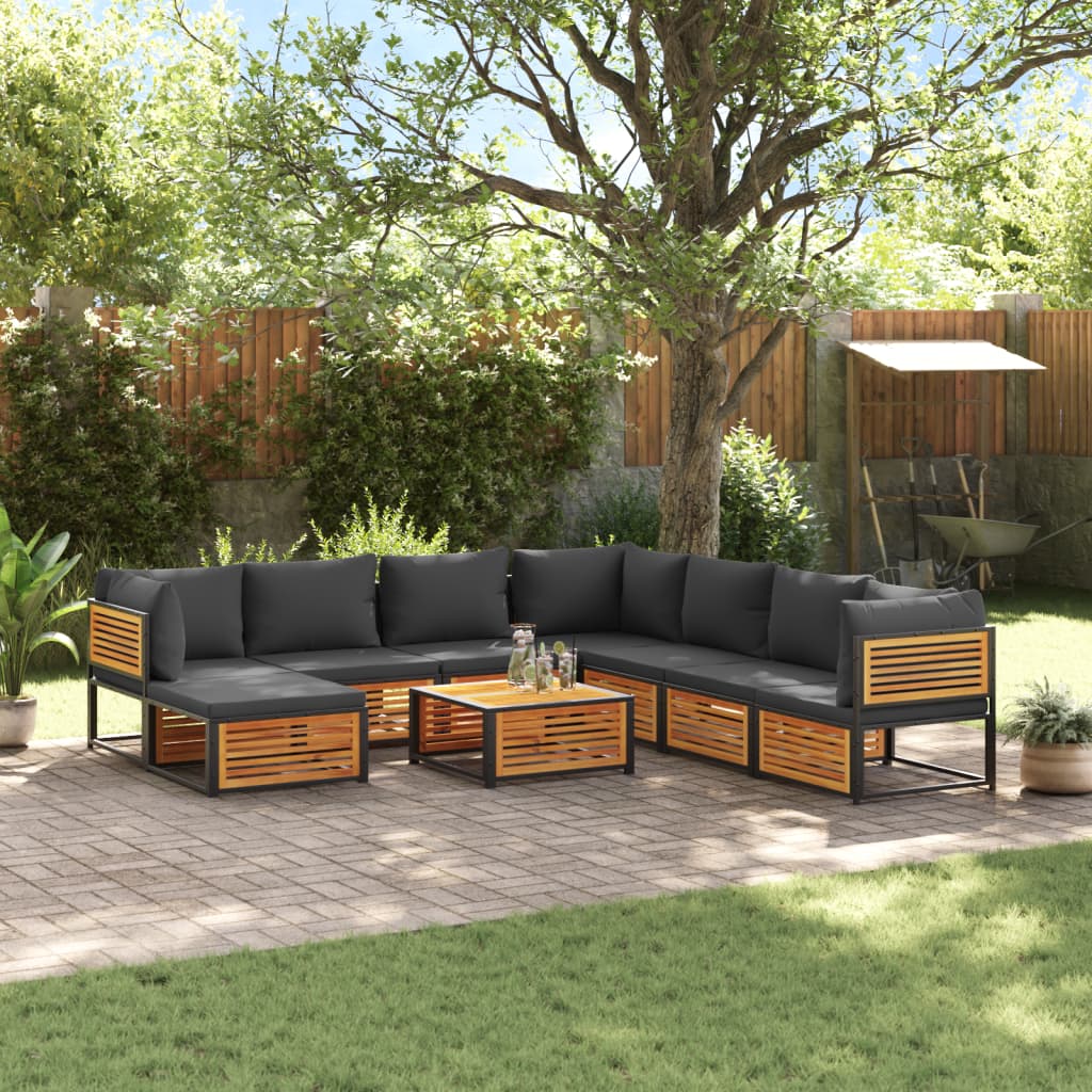 9-delige Loungeset met kussens massief acaciahout Tuinsets | Creëer jouw Trendy Thuis | Gratis bezorgd & Retour | Trendy.nl