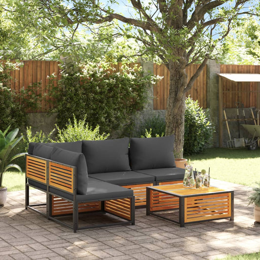 5-delige Loungeset met kussens massief acaciahout Tuinsets | Creëer jouw Trendy Thuis | Gratis bezorgd & Retour | Trendy.nl