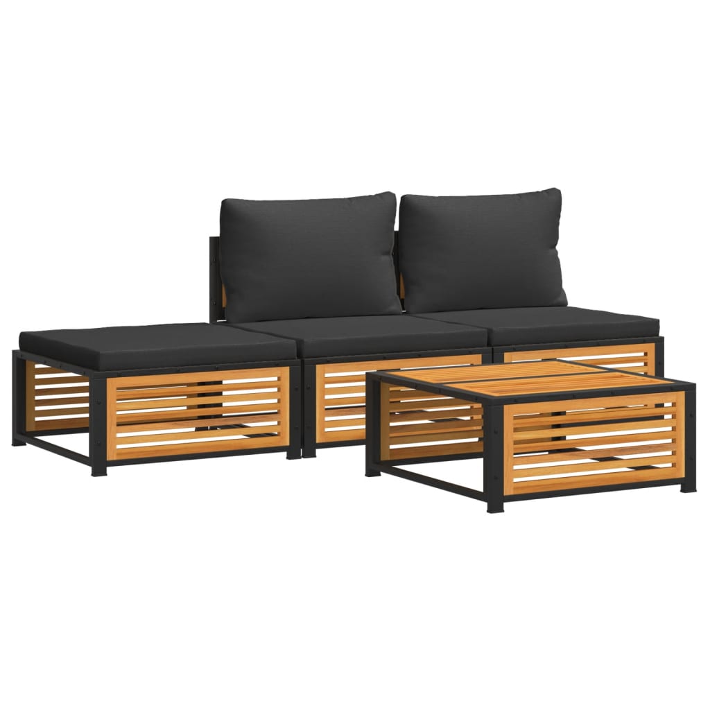 4-delige Loungeset met kussens massief acaciahout Tuinsets | Creëer jouw Trendy Thuis | Gratis bezorgd & Retour | Trendy.nl