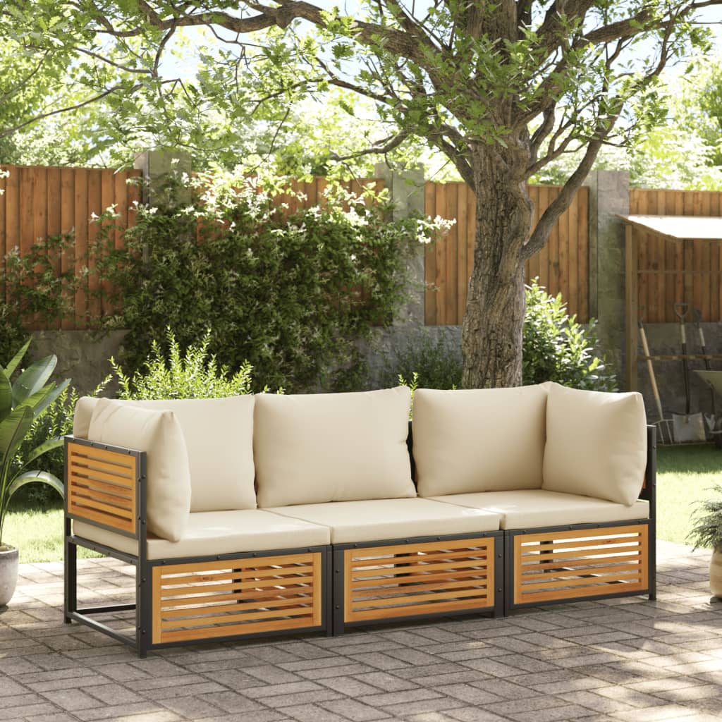 3-delige Loungeset met kussens massief acaciahout Tuinsets | Creëer jouw Trendy Thuis | Gratis bezorgd & Retour | Trendy.nl