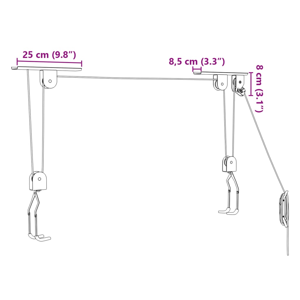 Fietstakels met plafondbevestiging 2 st 20 kg Fietsaccessoires | Creëer jouw Trendy Thuis | Gratis bezorgd & Retour | Trendy.nl