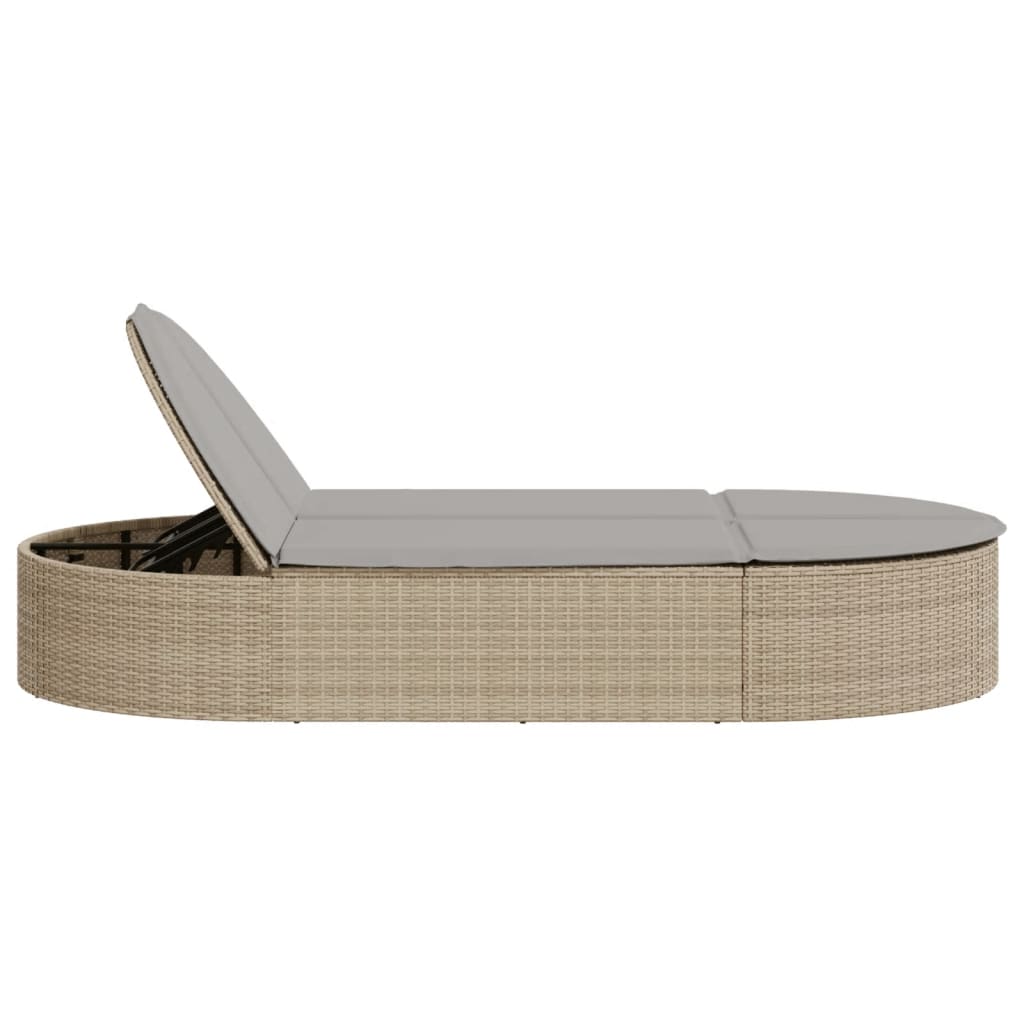 Ligbed 2-persoons met kussens poly rattan beige Ligstoelen | Creëer jouw Trendy Thuis | Gratis bezorgd & Retour | Trendy.nl