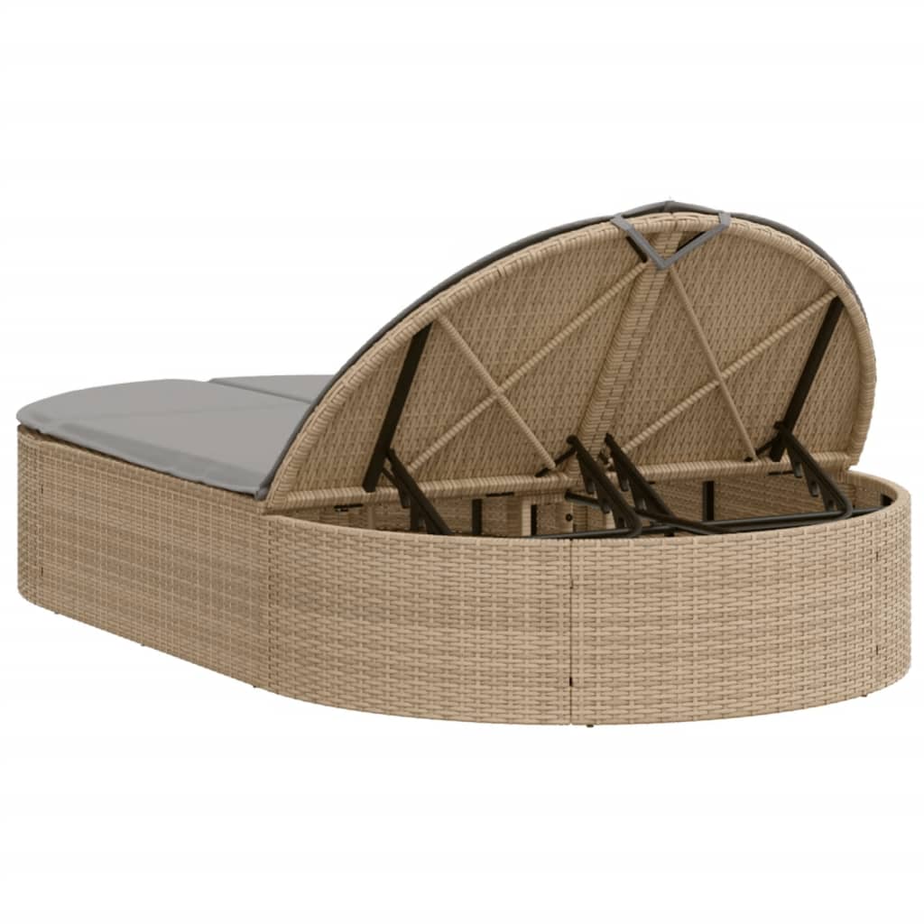 Ligbed 2-persoons met kussens poly rattan beige Ligstoelen | Creëer jouw Trendy Thuis | Gratis bezorgd & Retour | Trendy.nl