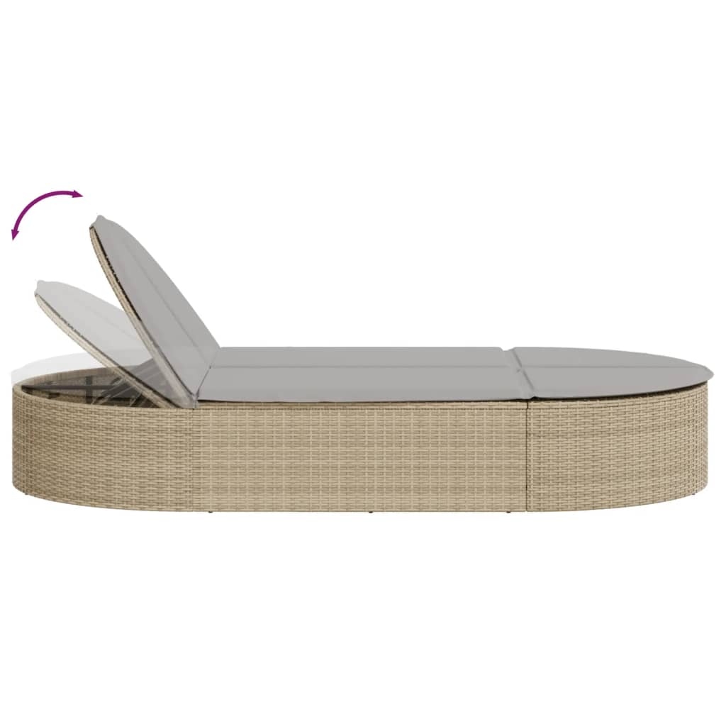 Ligbed 2-persoons met kussens poly rattan beige Ligstoelen | Creëer jouw Trendy Thuis | Gratis bezorgd & Retour | Trendy.nl