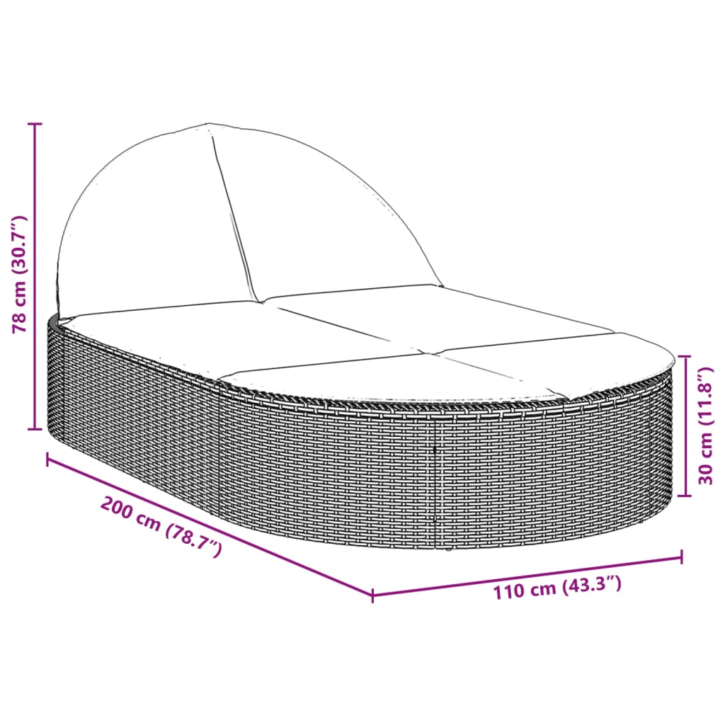 Ligbed 2-persoons met kussens poly rattan beige Ligstoelen | Creëer jouw Trendy Thuis | Gratis bezorgd & Retour | Trendy.nl