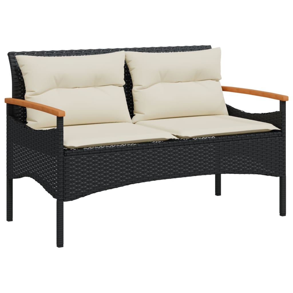 4-delige Loungeset met kussens poly rattan zwart Tuinsets | Creëer jouw Trendy Thuis | Gratis bezorgd & Retour | Trendy.nl