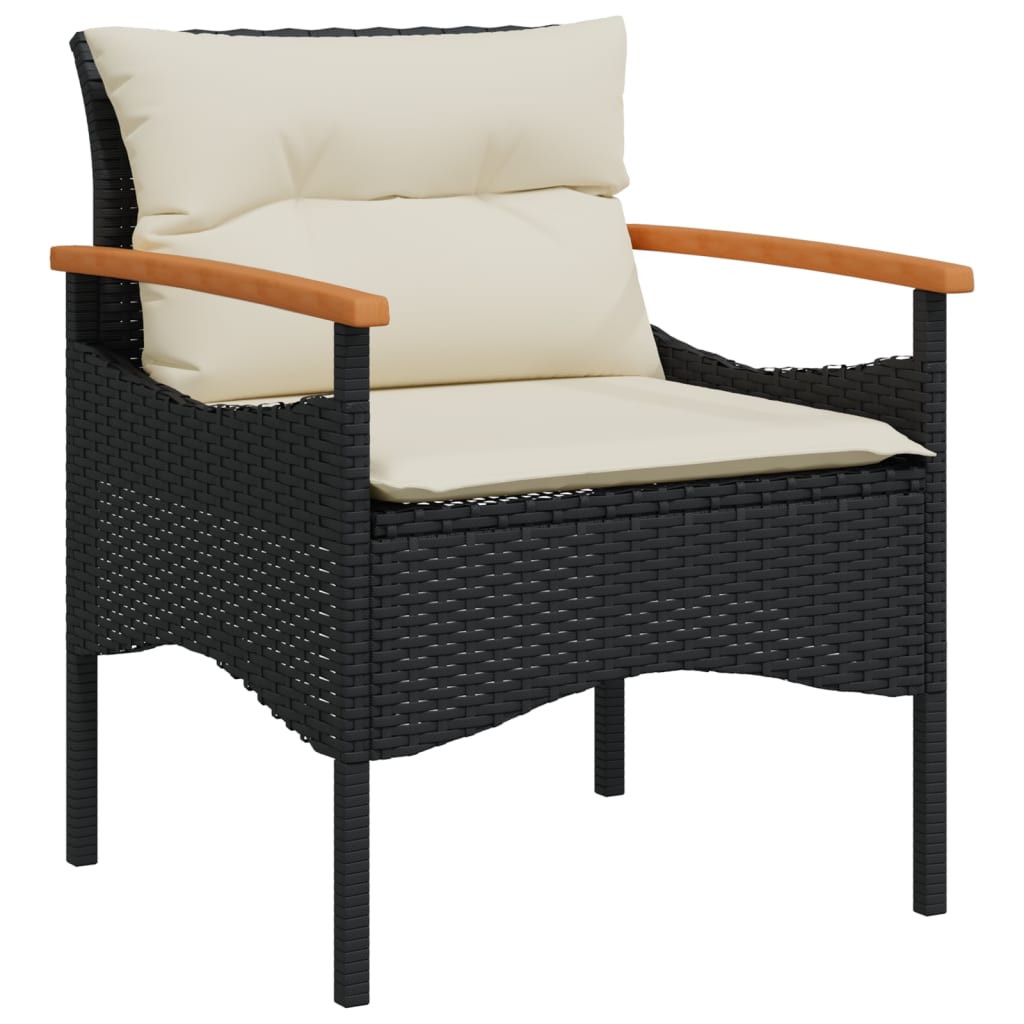 4-delige Loungeset met kussens poly rattan zwart Tuinsets | Creëer jouw Trendy Thuis | Gratis bezorgd & Retour | Trendy.nl