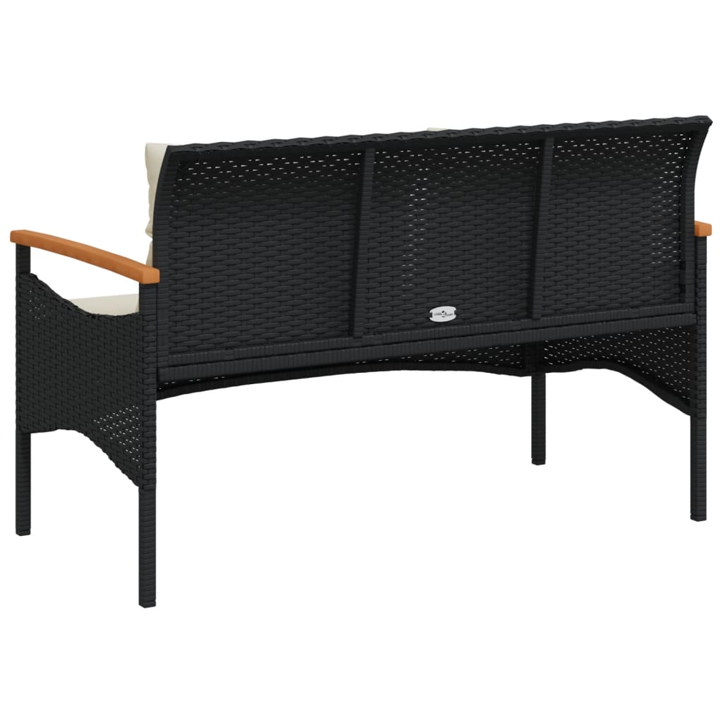 Tuinbank met kussens 116x62,5x74 cm poly rattan zwart Tuinbanken | Creëer jouw Trendy Thuis | Gratis bezorgd & Retour | Trendy.nl