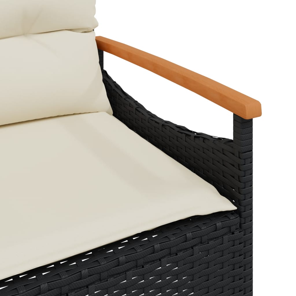 Tuinbank met kussens 116x62,5x74 cm poly rattan zwart Tuinbanken | Creëer jouw Trendy Thuis | Gratis bezorgd & Retour | Trendy.nl