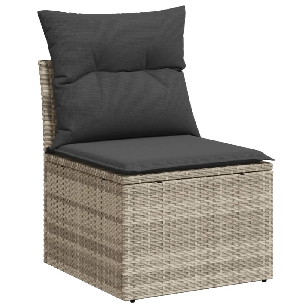 5-delige Loungeset met kussens poly rattan lichtgrijs