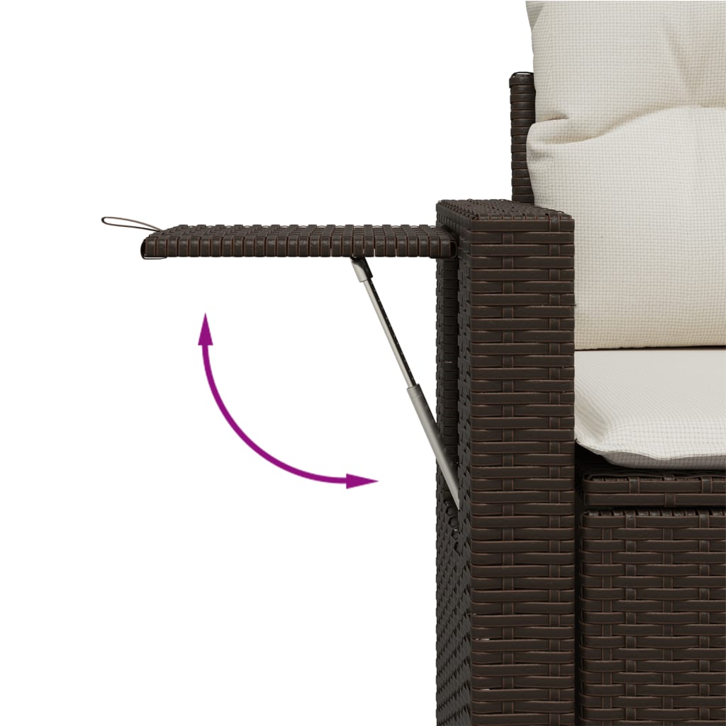 5-delige Loungeset met kussens poly rattan bruin