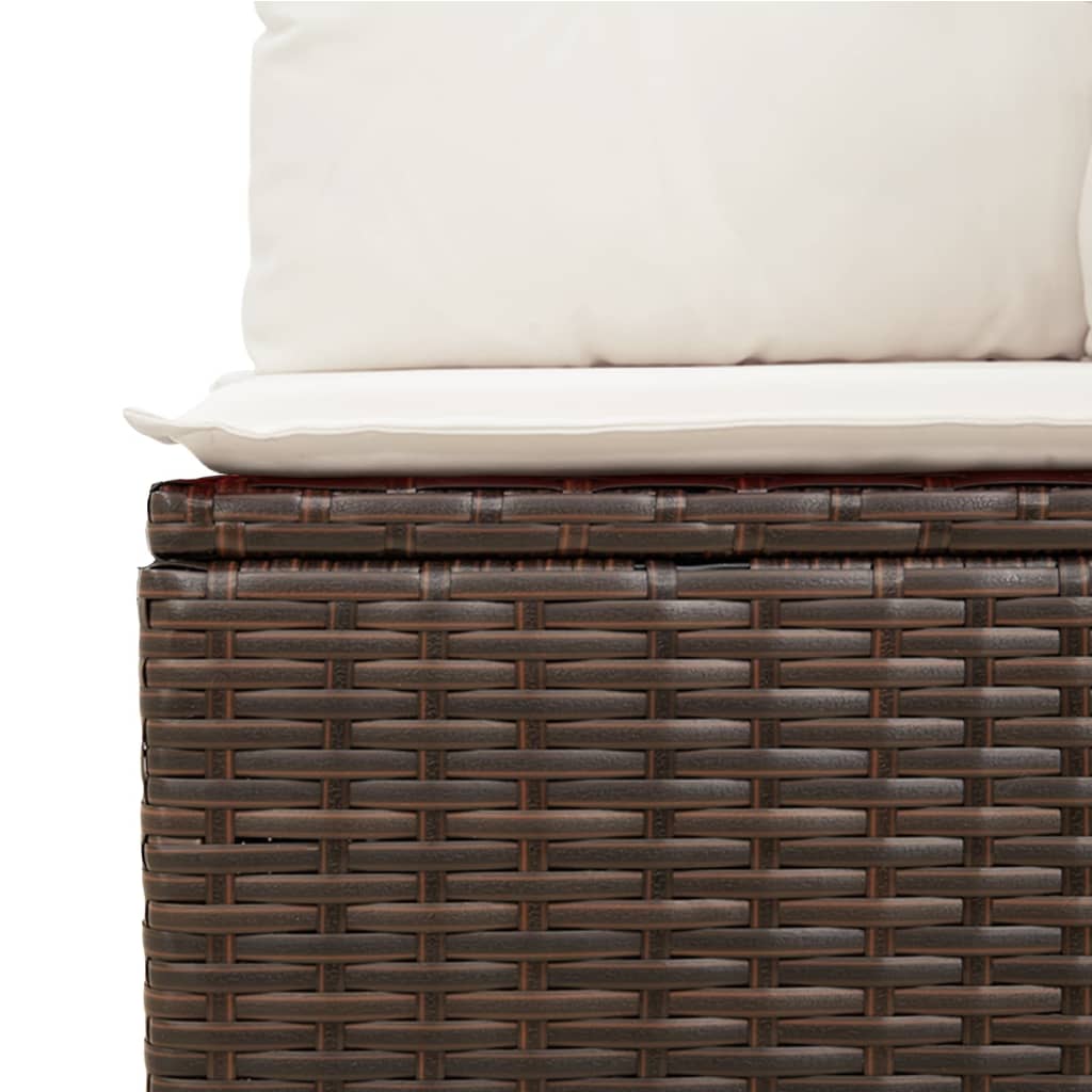 8-delige Loungeset met kussens poly rattan bruin