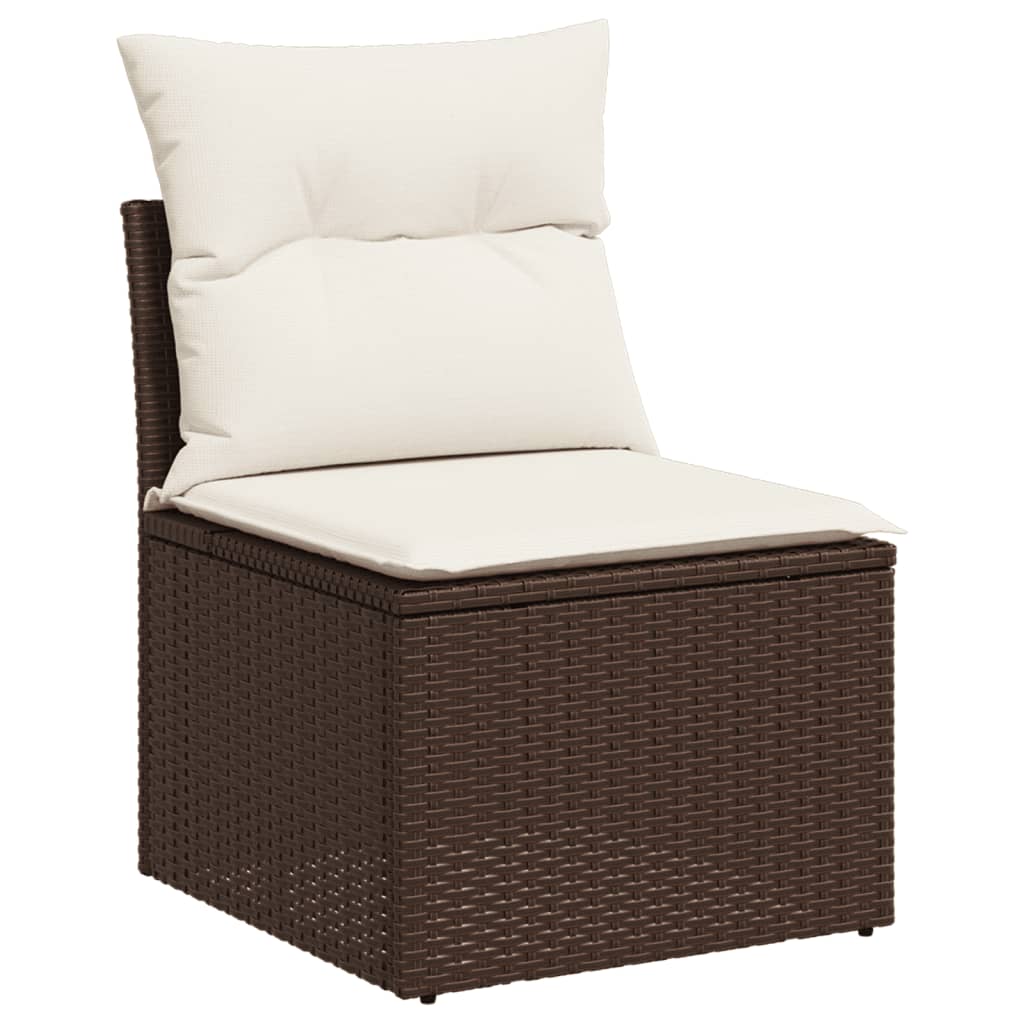 8-delige Loungeset met kussens poly rattan bruin