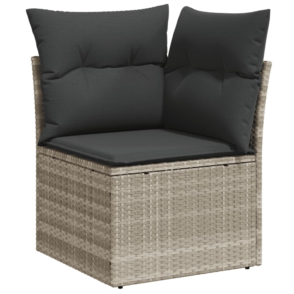 4-delige Loungeset met kussens poly rattan lichtgrijs