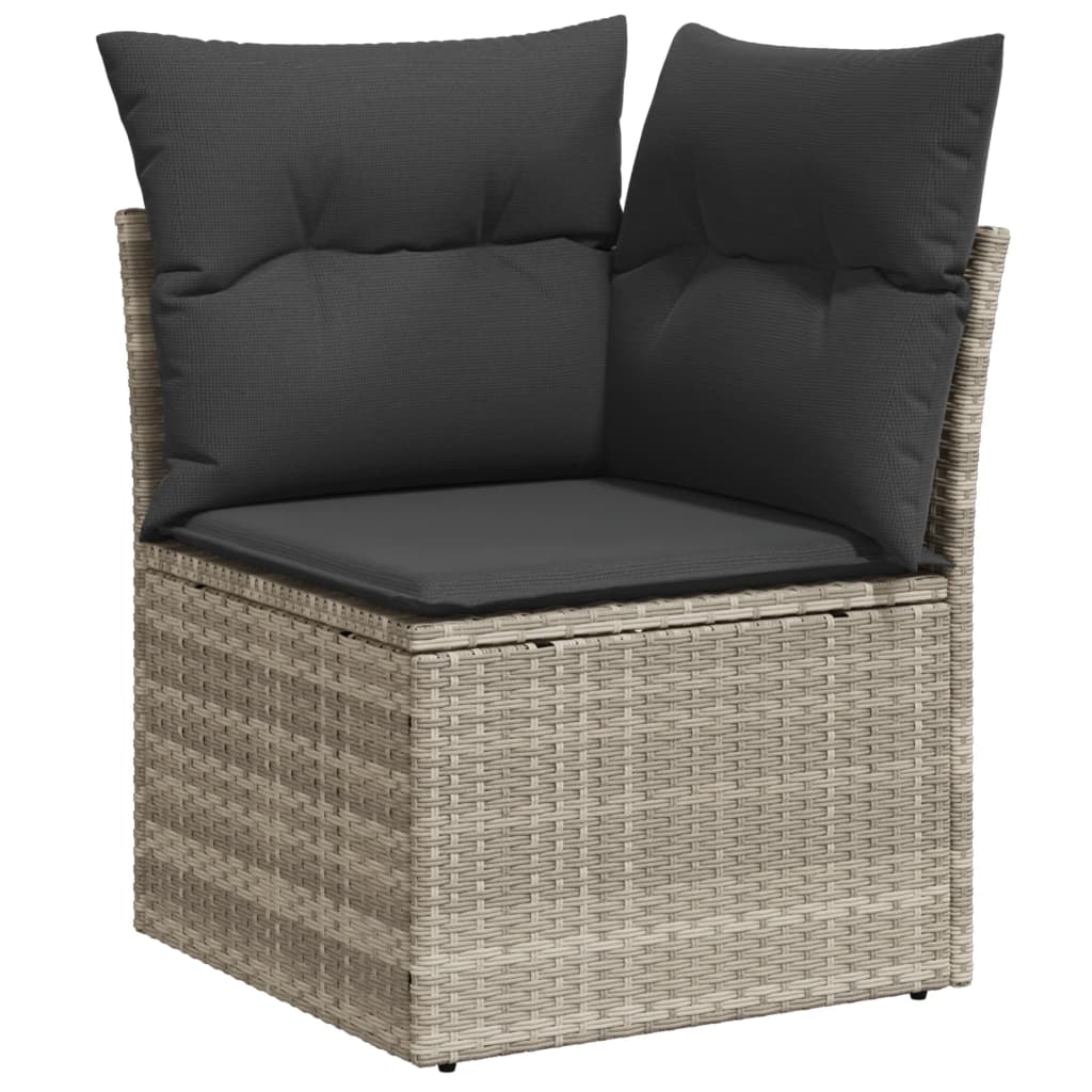 5-delige Loungeset met kussens poly rattan lichtgrijs